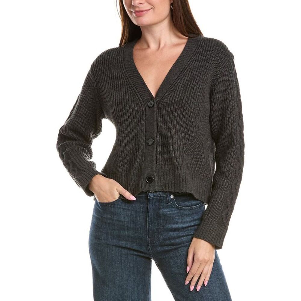Michael Stars Womens  Carson V Neck Cardigan, Gray
